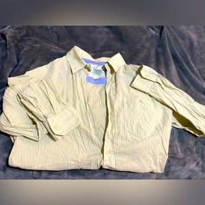 American Eagle Striped Button Down - S - Green/Yellow/Spring